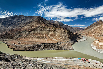 Image showing Confluence of Indus and Zanskar Rivers, Ladakh