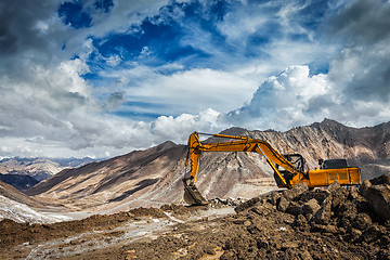 Image showing Road construction in mountains Himalayas