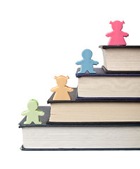 Image showing Male and female figurines on stack of books