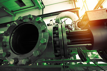 Image showing different size and shaped pipes and valves at a power plant 