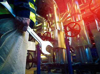 Image showing industrial worker with spanner at ?????????? factory 