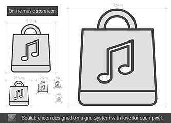 Image showing Online music store line icon.