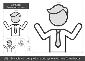 Image showing Confused businessman line icon.