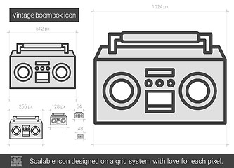 Image showing Vintage boombox line icon.