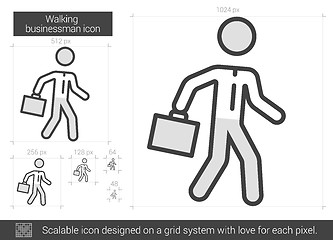 Image showing Walking businessman line icon.