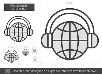 Image showing Global music service line icon.