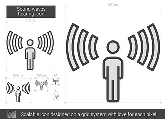 Image showing Sound waves hearing line icon.