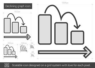 Image showing Declining graph line icon.