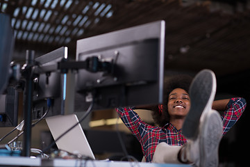 Image showing portrait of a young successful African-American woman in modern 