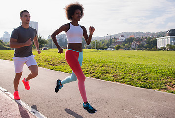 Image showing multiethnic group of people on the jogging