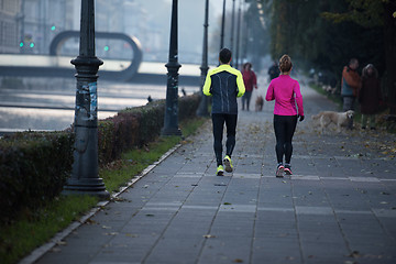 Image showing young  couple jogging