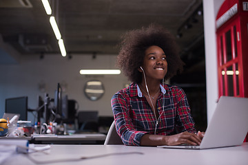 Image showing portrait of a young successful African-American woman in modern 