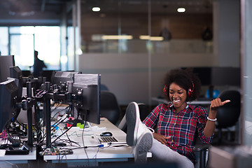 Image showing portrait of a young successful African-American woman in modern 