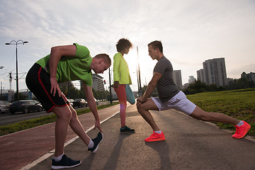 Image showing multiethnic group of people on the jogging