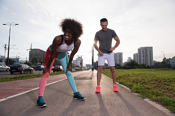 Image showing multiethnic group of people on the jogging