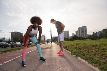 Image showing multiethnic group of people on the jogging