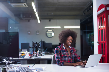 Image showing portrait of a young successful African-American woman in modern 