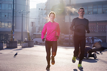 Image showing young  couple jogging