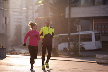 Image showing young  couple jogging