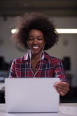 Image showing portrait of a young successful African-American woman in modern 