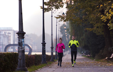 Image showing young  couple jogging