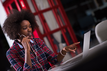 Image showing portrait of a young successful African-American woman in modern 