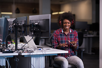 Image showing portrait of a young successful African-American woman in modern 