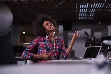 Image showing portrait of a young successful African-American woman in modern 