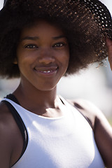 Image showing Close up portrait of a beautiful young african american woman sm