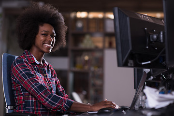 Image showing portrait of a young successful African-American woman in modern 