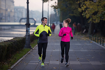 Image showing young  couple jogging