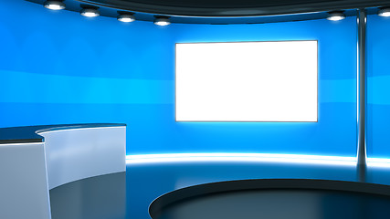 Image showing a blue television studio background