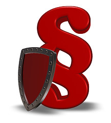 Image showing paragraph symbol and shield - 3d rendering