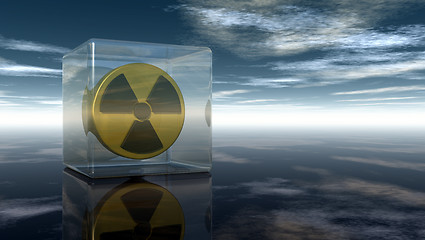 Image showing nuclear symbol under cloudy sky - 3d illustration