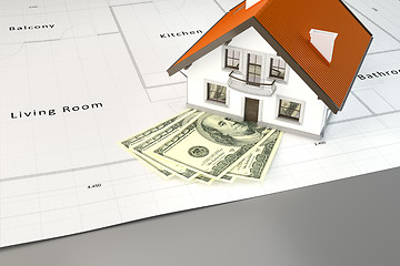 Image showing planning to build a house with money