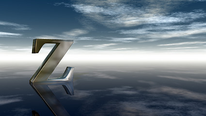 Image showing metal uppercase letter z under cloudy sky - 3d rendering