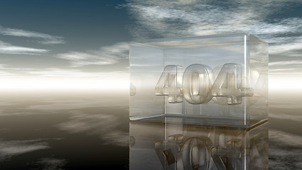 Image showing number 404 in glass under cloudy sky - 3d illustration