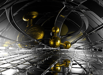 Image showing molecule in futuristic space - 3d rendering