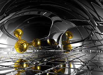 Image showing molecule in futuristic space - 3d rendering