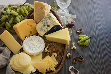 Image showing Various types of cheese set