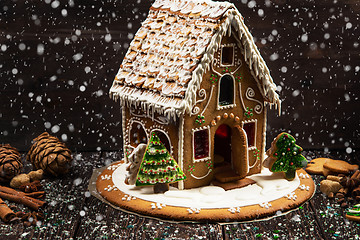 Image showing Homemade gingerbread house