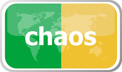 Image showing chaos. Flat web button icon. World map earth icon. Vector illustration