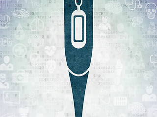 Image showing Medicine concept: Thermometer on Digital Data Paper background