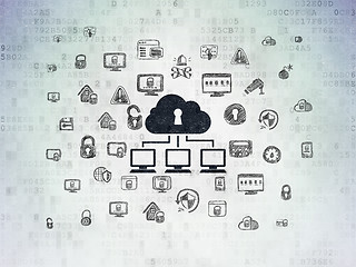 Image showing Security concept: Cloud Network on Digital Data Paper background