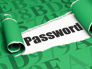 Image showing Safety concept: black text Password under the piece of  torn paper