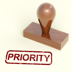 Image showing Priority Rubber Stamp Shows Urgent Rush Delivery