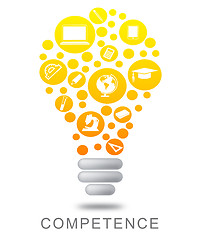 Image showing Competence Lightbulb Indicates Mastery Glowing And Glow