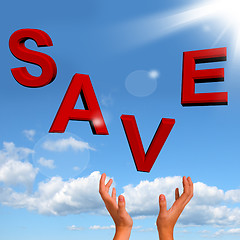 Image showing Catching Save Word As Symbol For Discounts Or Promotion