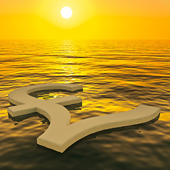 Image showing Pound Floating And Sunset Showing Money Wealth Or Earnings