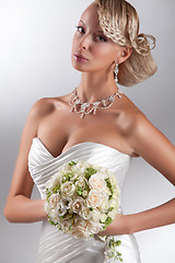 Image showing Young Beautiful Woman In A Wedding Dress